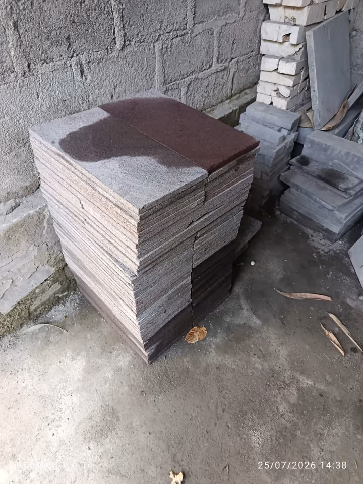 Cut lava stone surfaces shown dry and wet